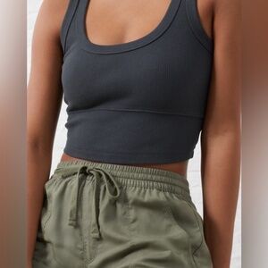 NWT UpWest Ribbed Cropped Scoop Neck Slim Fit Tank Top | Medium
